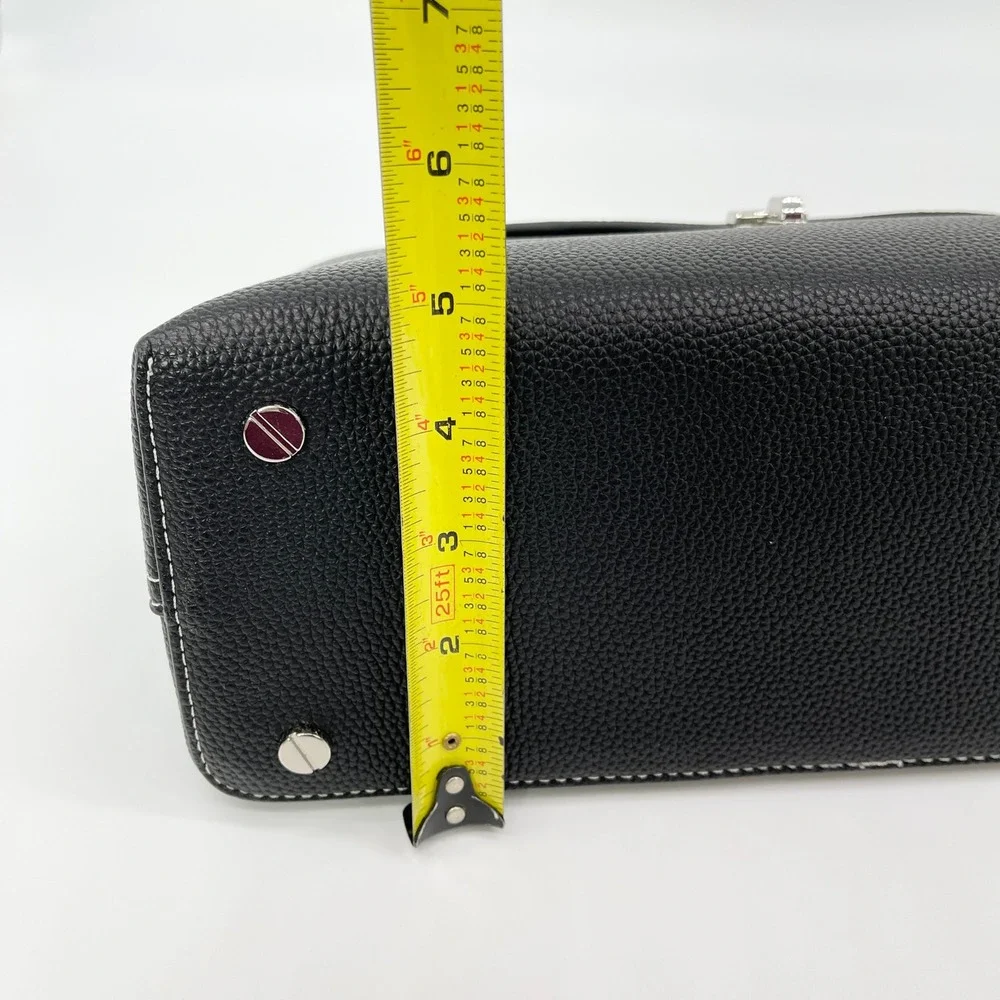 Top Handle Bag Crossbody Unbranded Black Pebbled Minimal Structured Timeless